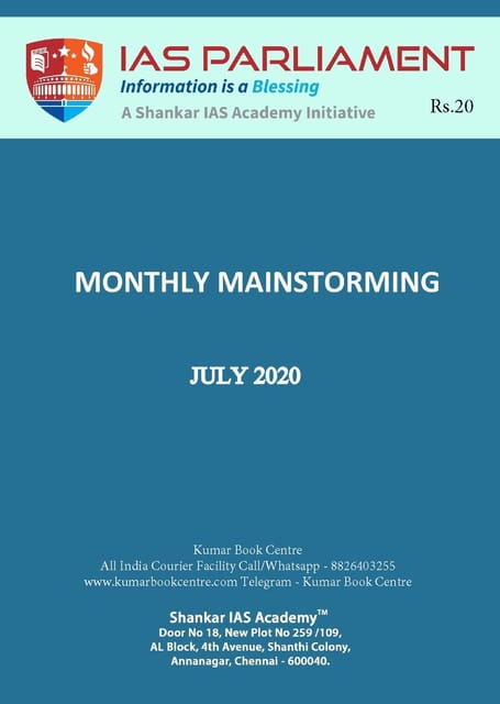 Shankar IAS Monthly Mainstorming - July 2020 - [PRINTED]