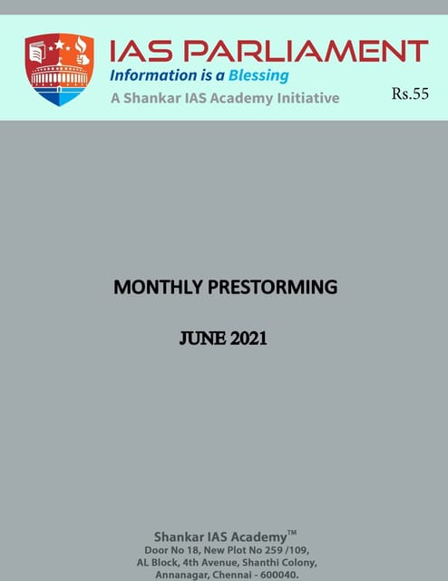 Shankar IAS Monthly Prestorming - June 2021 - [B/W PRINTOUT]