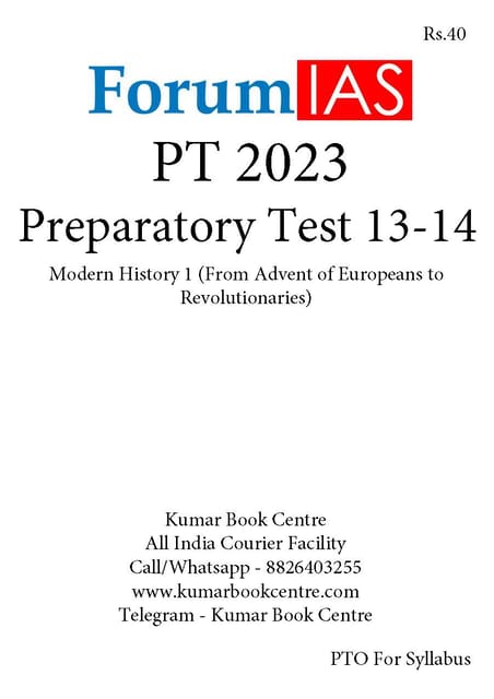 (Set) Forum IAS PT Test Series 2023 - Preparatory Test 13 to 14 - [B/W PRINTOUT]