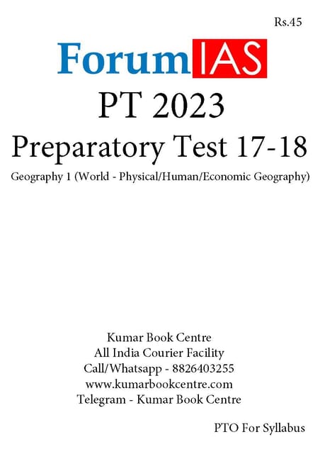 (Set) Forum IAS PT Test Series 2023 - Preparatory Test 17 to 18 - [B/W PRINTOUT]