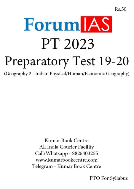 (Set) Forum IAS PT Test Series 2023 - Preparatory Test 19 to 20 - [B/W PRINTOUT]