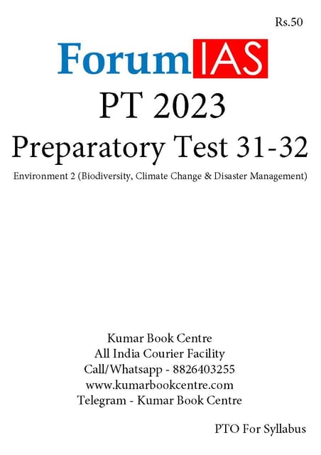 (Set) Forum IAS PT Test Series 2023 - Preparatory Test 31 to 32 - [B/W PRINTOUT]