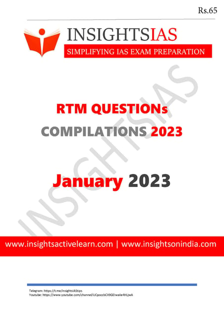 January 2023 - Insights on India Revision Through MCQs (RTM) - [B/W PRINTOUT]