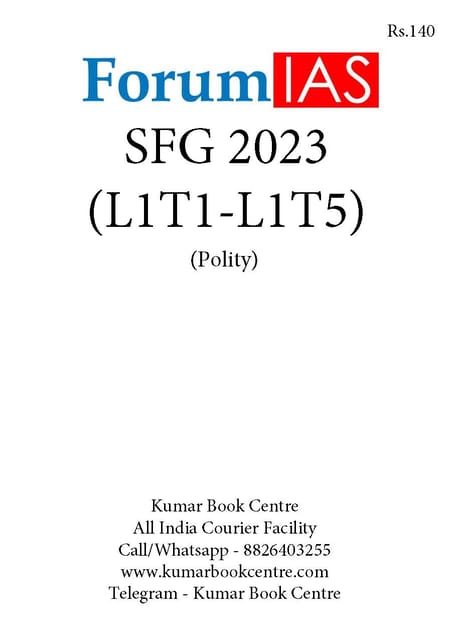 (Set) Forum IAS SFG Test 2023 - Level 1 Test 1 to 5 (Polity) - [B/W PRINTOUT]