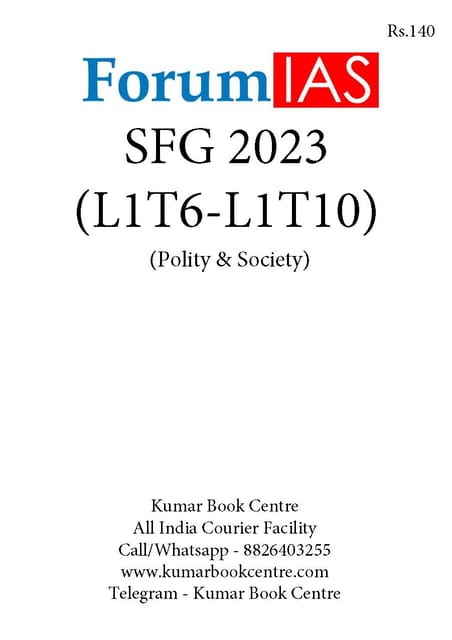 (Set) Forum IAS SFG Test 2023 - Level 1 Test 6 to 10 (Polity & Society) - [B/W PRINTOUT]