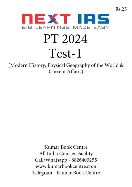 (Set) Next IAS PT Test Series 2024 - Test 1 to 5 - [B/W PRINTOUT]