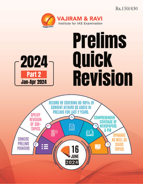 Vajiram & Ravi PT 2024 Current Affairs Quick Revision - Part 2 (Jan-Apr 2024) - [B/W PRINTOUT]