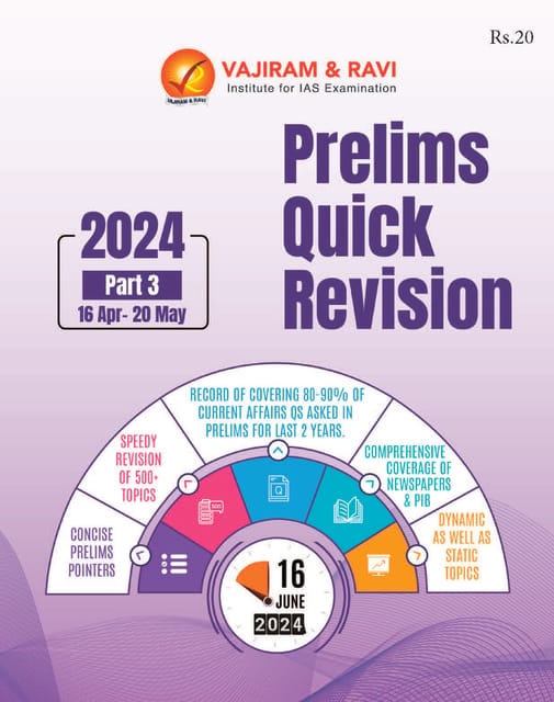 Vajiram & Ravi PT 2024 Current Affairs Quick Revision - Part 3 (16 Apr-20 May 2024) - [B/W PRINTOUT]