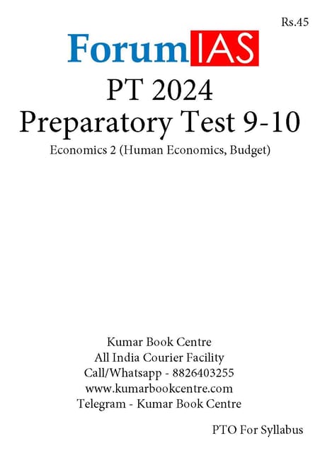 (Set) Forum IAS PT Test Series 2024 - Preparatory Test 9 to 16 - [B/W PRINTOUT]