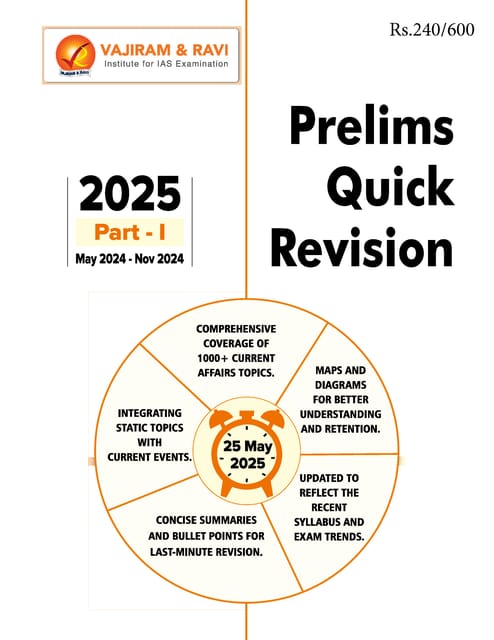 Vajiram & Ravi PT 2025 Current Affairs Quick Revision - Part 1 (May-Nov 2024) - [B/W PRINTOUT]