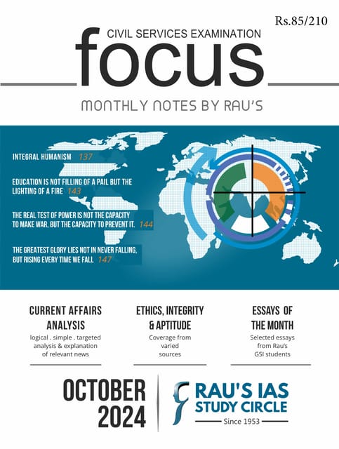 October 2024 - Rau's IAS Focus Monthly Current Affairs - [B/W PRINTOUT]