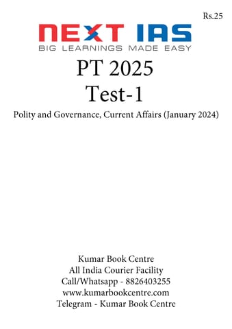 (Set) Next IAS PT Test Series 2025 - Test 1 to 5 (Test 2 Missing) - [B/W PRINTOUT]